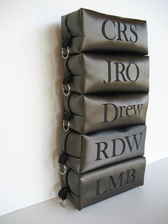 Larger Sized Personalized Shaving Bag Brushed Aluminum for Groomsmen