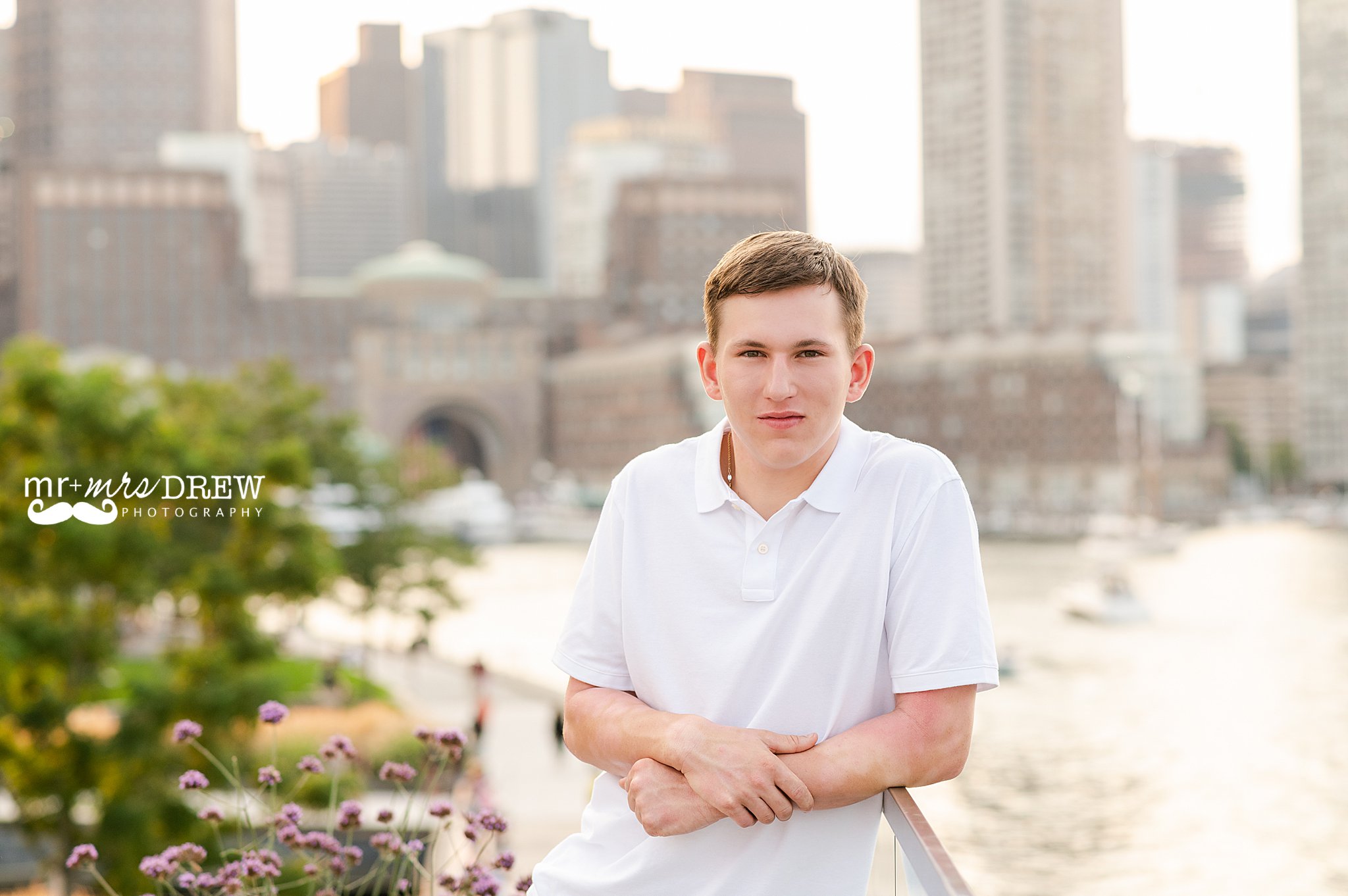 Senior Pictures with City Skyline in Boston