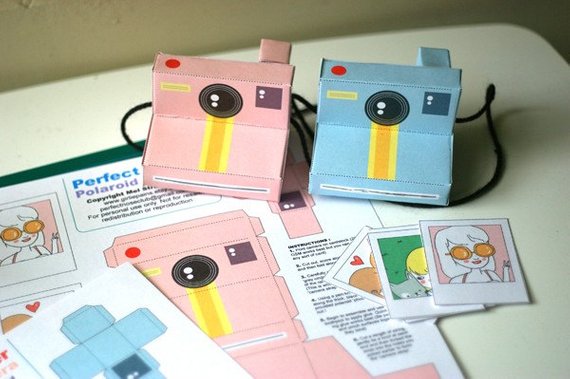Perfect Paper Polaroid Cameras - includes 2 colours (baby blue and powder pink) - Printable PDF paper craft project