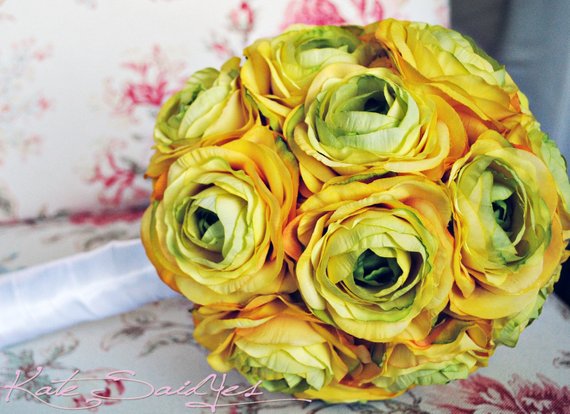 Large Yellow Ranunculus Wedding Bridal Bouquet