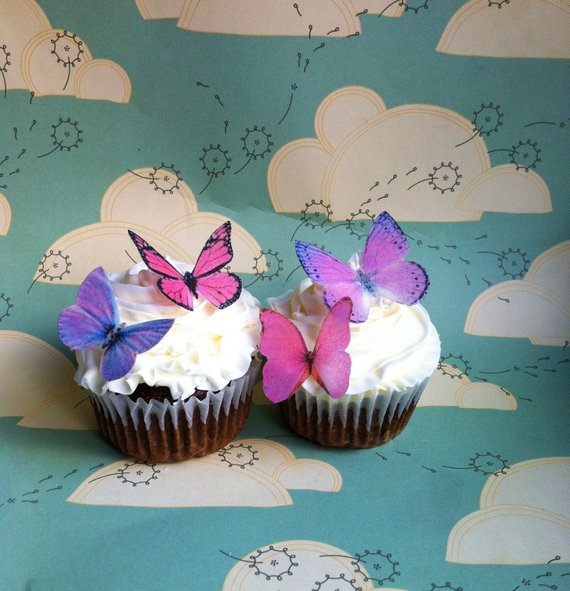 Edible Butterflies - Small Assorted Pink and Purple